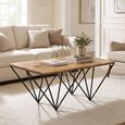 Clearance - Cosgrove Rectangle Coffee Table Black Metal Hairpin Legs Mango Wood thumbnail