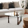 Clearance - Dunley Coffee Table Walnut and Glass Triangle thumbnail