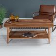 Clearance - Luxuria Coffee Table - 115cm - Sheesham Wood - Black Geometric Trim