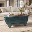 Unique One of a Kind - Coffee Table - 2 Drawer - Distressed Turquoise Blue - Lacquered Pine