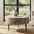 Coffee Table - Large - Rustic Natural - Elm Wood and Metal