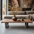 Coffee Table - Live Edge - Brown - Mango Wood and Metal