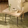 Coffee Table - Live Edge - Rustic Natural - Elm Wood and Metal Leg