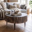 Tree Stump Coffee Table - Round - Tapered Leg - Rustic Brown - Wood