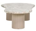 Coronel Beige Marble Coffee Table with Fluted Base