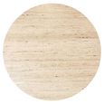 Hampton Travertine Beige Top Round Coffee Table with Black Fluted Base
