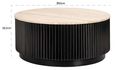Hampton Travertine Beige Top Round Coffee Table with Black Fluted Base