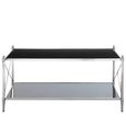 Hoffmann Coffee Table - Black Glass with Silver Metal