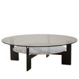 Imperia Coffee Table - Grey Glass - Round - Large - with Shelf