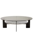 Imperia Coffee Table - Grey Glass - Round - Large - with Shelf