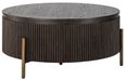 Luxor Brushed Brass Ribbed Small Round Coffee Table