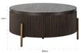 Luxor Brushed Brass Ribbed Small Round Coffee Table
