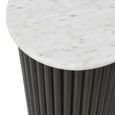 Mayfield White Marble Top 2 Tier Coffee Tables - Dark Wood Fluted Base