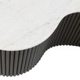 Mayfield White Marble Top 2 Tier Coffee Tables - Dark Wood Fluted Base