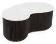 Mayfield White Marble Top 2 Tier Coffee Tables - Dark Wood Fluted Base