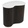 Mayfield White Marble Top 2 Tier Coffee Tables - Dark Wood Fluted Base