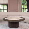 Nando Coffee Table - Round - Brown - Ceramic and Oak
