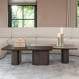 Nando Coffee Table - Set of 2 - Brown - Ceramic and Oak