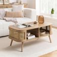 Noah Coffee Table - 110cm - Oak and Rattan