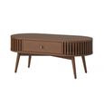 Soho Coffee Table - 1 Drawer - Slatted Oval - Dark Oak