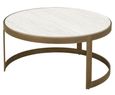 Tivoli White Ribbed Set of 2 Tier Coffee Tables with Gold Trim