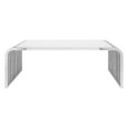 Vogue Coffee Table - Glass and Chrome - Slatted Curved