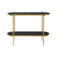 Arezzo Console Table - Oval - Black Glass and Gold Metal - with Shelf
