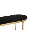 Arezzo Console Table - Oval - Black Glass and Gold Metal - with Shelf