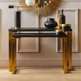 Cardoba Console Tables - Set of 2 - Black Faux Shagreen with Gold Legs