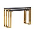 Cardoba Console Tables - Set of 2 - Black Faux Shagreen with Gold Legs