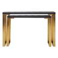 Cardoba Console Tables - Set of 2 - Black Faux Shagreen with Gold Legs