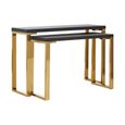 Cardoba Console Tables - Set of 2 - Black Faux Shagreen with Gold Legs