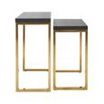 Cardoba Console Tables - Set of 2 - Black Faux Shagreen with Gold Legs