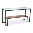 Cibo Console Table - Clear Glass with Black Metal - with Shelf