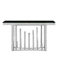 Eliza Console Table - Black Glass and Silver Metal