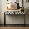 Fusion Console Table - 2 Drawer - Black and White Bone Inlay