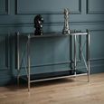 Hoffmann Console Table - Black Glass with Silver Metal