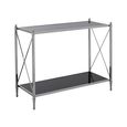 Hoffmann Console Table - Black Glass with Silver Metal