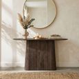Salvator Curved Fluted Console Table - Oval - Walnut - Mango Wood