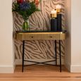 Ironville Brass Ribbed 2 Drawer Curved Console Table