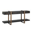Cambon Dark Oak and Brass Large Console Table