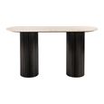 Hampton Travertine Beige Top Console Table with Black Fluted Base