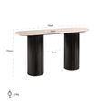 Hampton Travertine Beige Top Console Table with Black Fluted Base