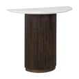 Mayfield White Marble Top Half Moon Console Table - Dark Wood Fluted Base