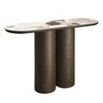 Langford Console Table - Oval - Brown - Ceramic and Oak