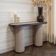 Willox Curved Console Table - Beige and Brown - Oak