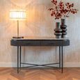 Russo Fluted Console Table - 2 Drawer - Oval - Ash Brown - Travertine Top and Metal