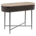 Russo Fluted Console Table - 2 Drawer - Oval - Ash Brown - Travertine Top and Metal
