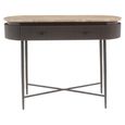 Russo Fluted Console Table - 2 Drawer - Oval - Ash Brown - Travertine Top and Metal