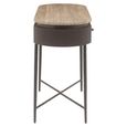 Russo Fluted Console Table - 2 Drawer - Oval - Ash Brown - Travertine Top and Metal